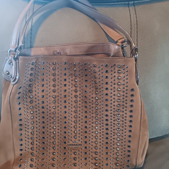 Coach Edie Suede Leather Shoulder Bag with Studs